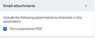 Email attachments section of automations.
