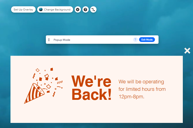 popup mode wix editor
