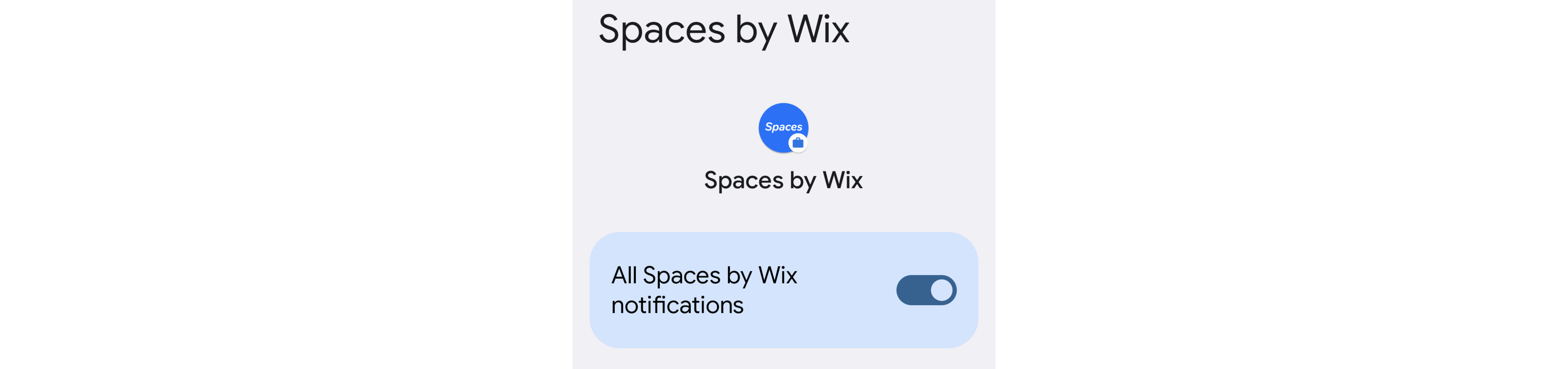 Pantalla de notificaciones de Spaces by Wix