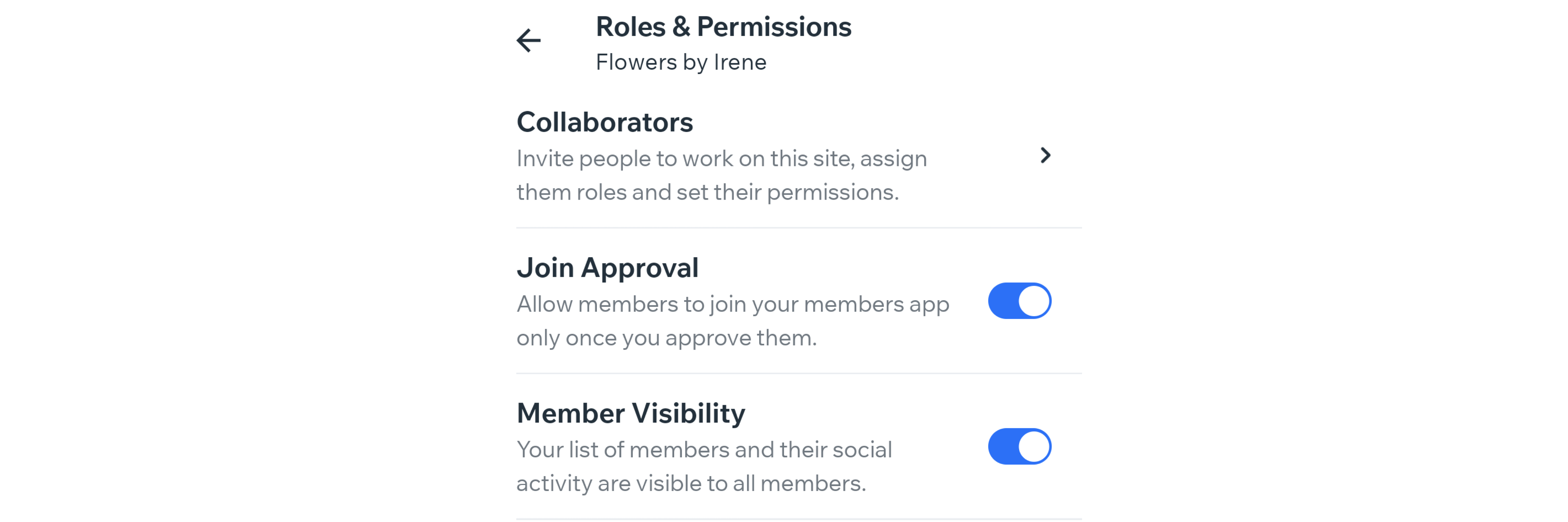 Roles & Permissions in the Wix Owner app