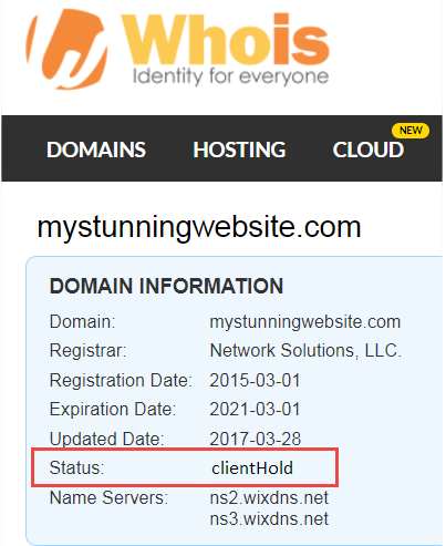 Domain Status Clienthold Or Serverhold Help Center Wix Com