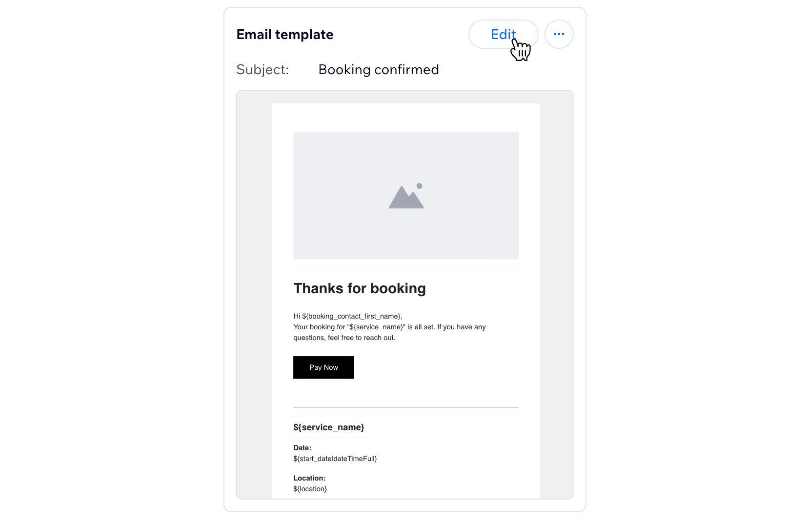 The email template section with the Edit button highlighted