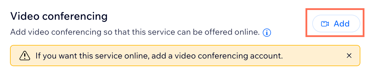 Video conferencing option with the Add option highlighted