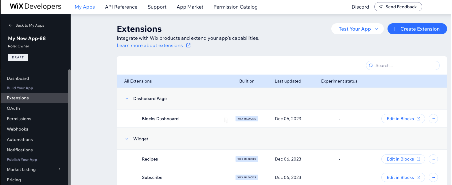 Voer Blocks in via Dev Center