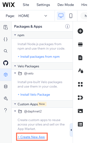 Ga naar Blocks via Dev-modus