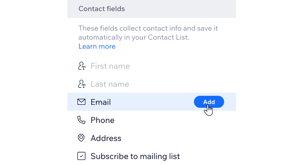 A screenshot of the Add button for a form field.