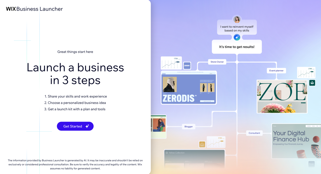 A screenshot of the Business Launcher