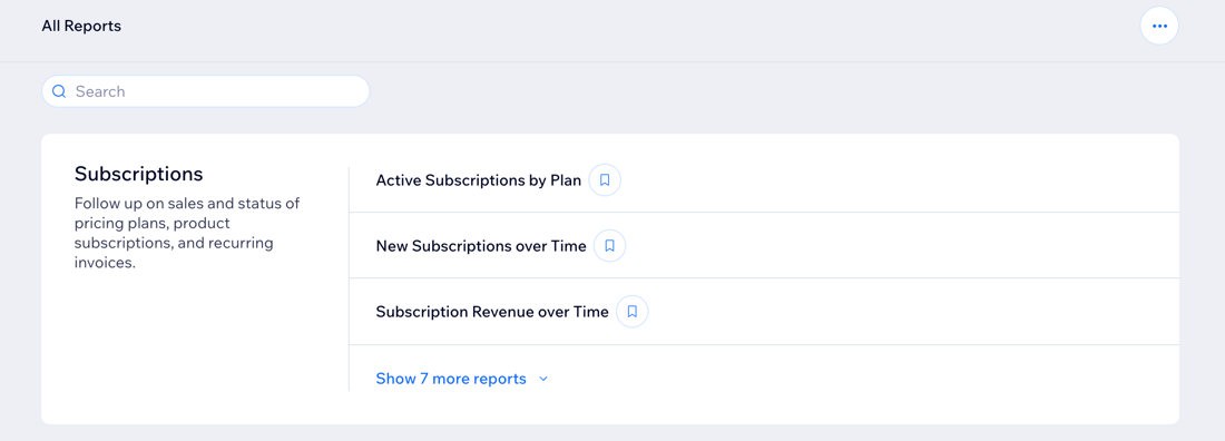 A screenshot of the Subscriptions reports in the All Reports page in a site's dashboard.