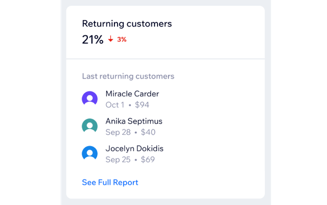 A screenshot of the Returning customers tile in the Analytics Store Overview.