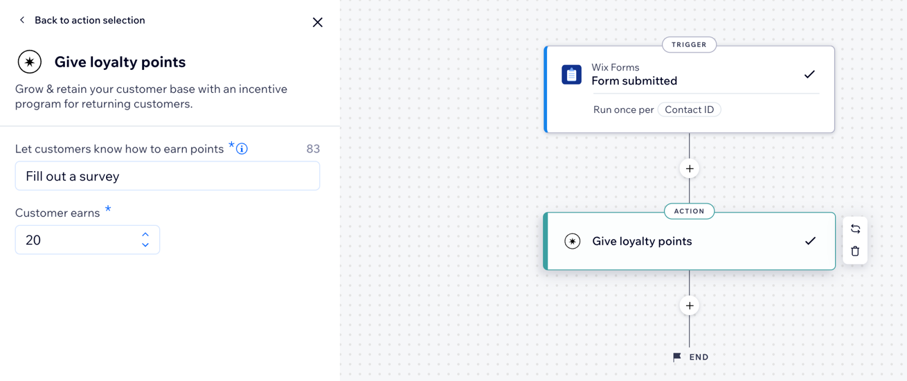 Capture d'écran de la configuration d'une nouvelle automation pour le programme de fidélité.
