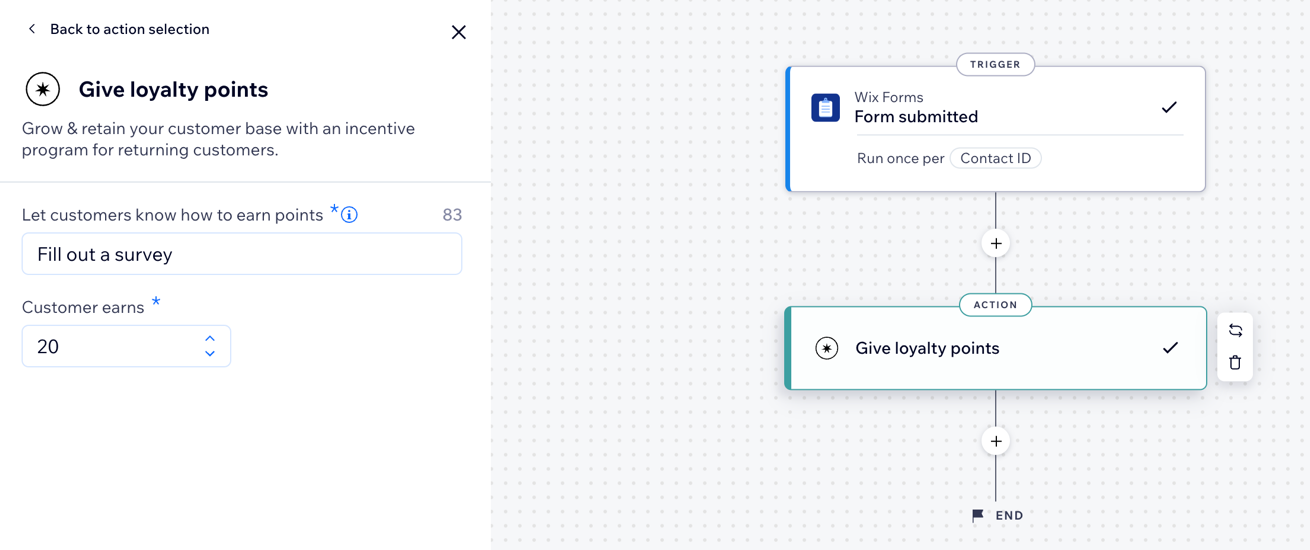 A screenshot of setting up a new automation for the loyalty program.