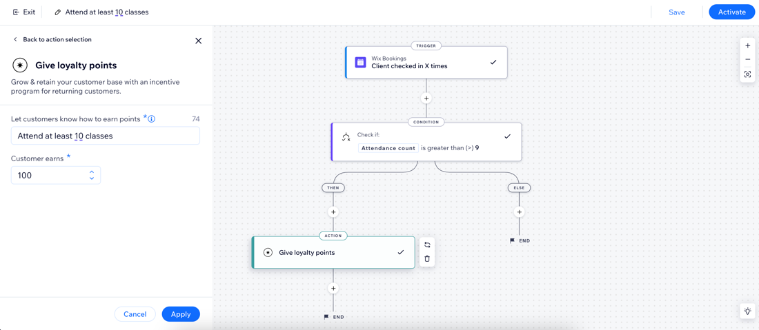 A screenshot of making a loyalty points automation