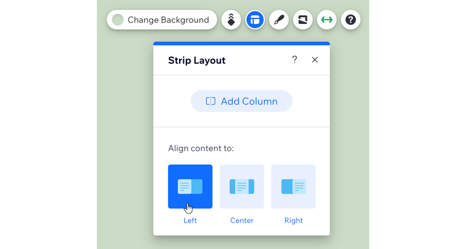 A screenshot of selecting a layout for the strip in the editor.