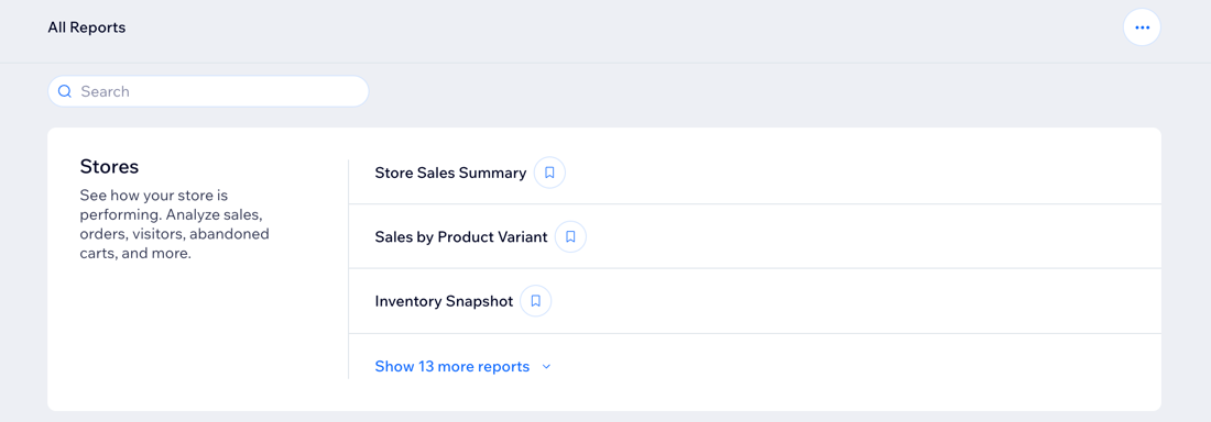 A screenshot of the Store reports in the Analytics dashboard.