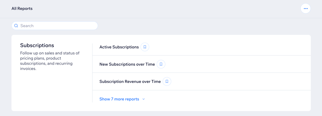 A screenshot of the Subscriptions reports in the All Reports page in a site's dashboard.