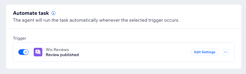 A screenshot of the automate task section in the custom agent.