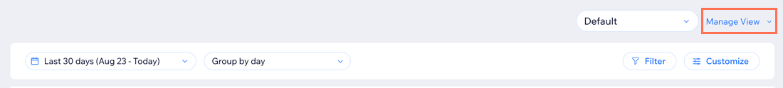 A screenshot of the Manage View button in an Analytics report.