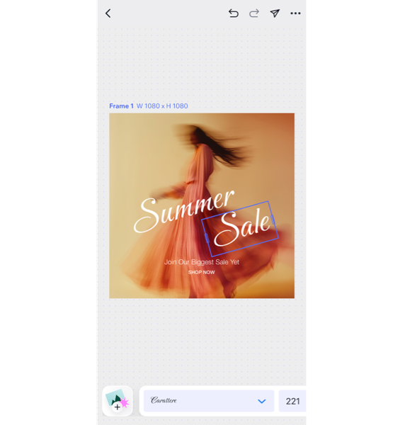 A screenshot of designing a post in the Wixel app.