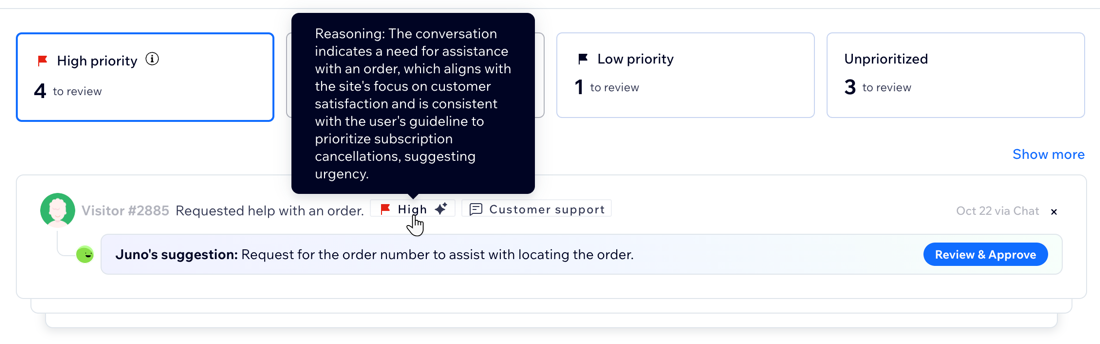 A screenshot highlighting the agent reasoning in the Front Desk Agent dashboard.
