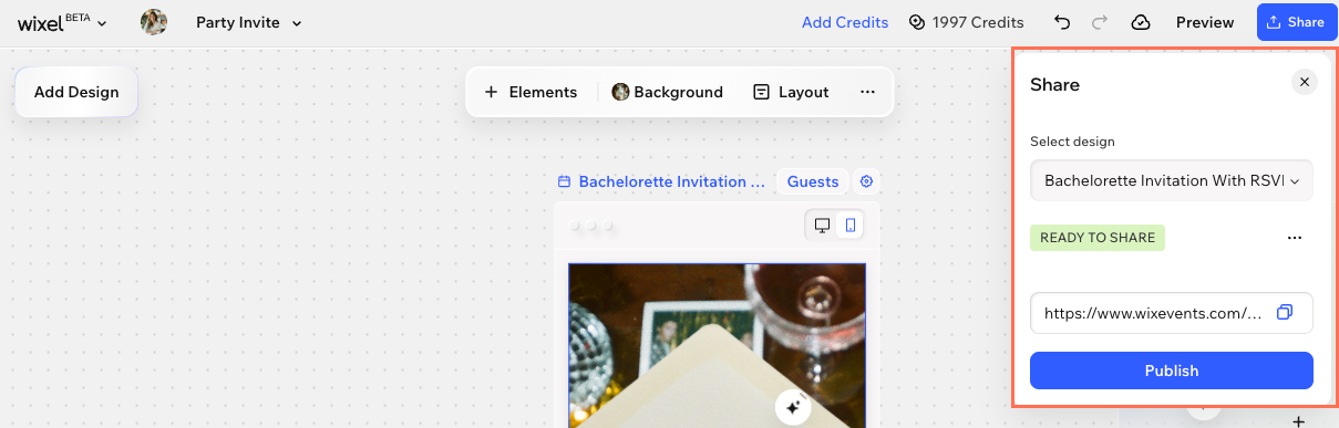 A screenshot of the Share window.