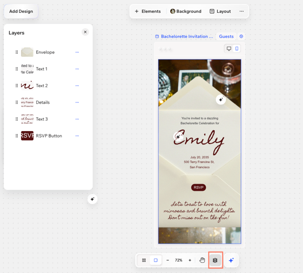 A screenshot of the Layers panel in Wixel.