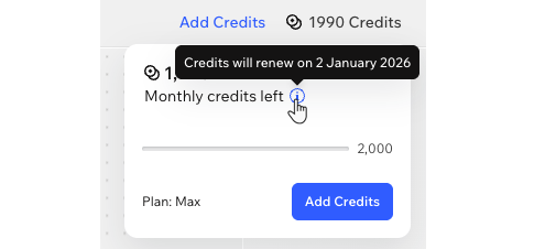 A screenshot showing the renewal date for AI credits.
