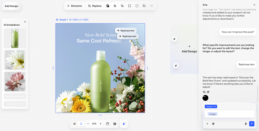 A screenshot of designing an image in Wixel.