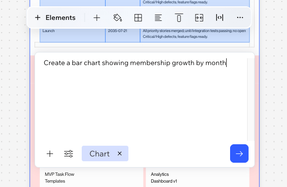 A screenshot showing the AI widget in Wixel.