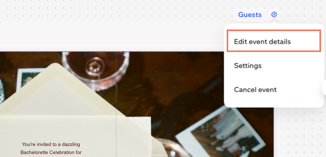 A screenshot of the edit event details button in Wixel.