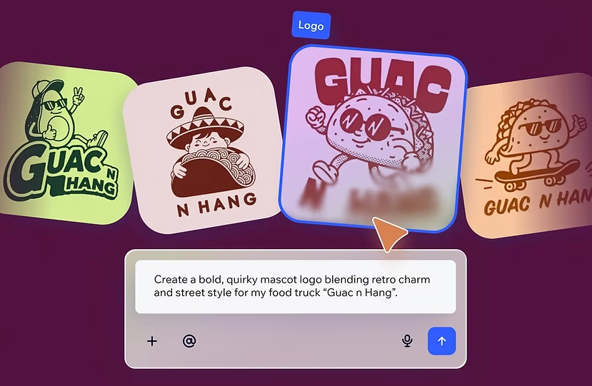 A marketing screenshot of creating logos in Wixel.