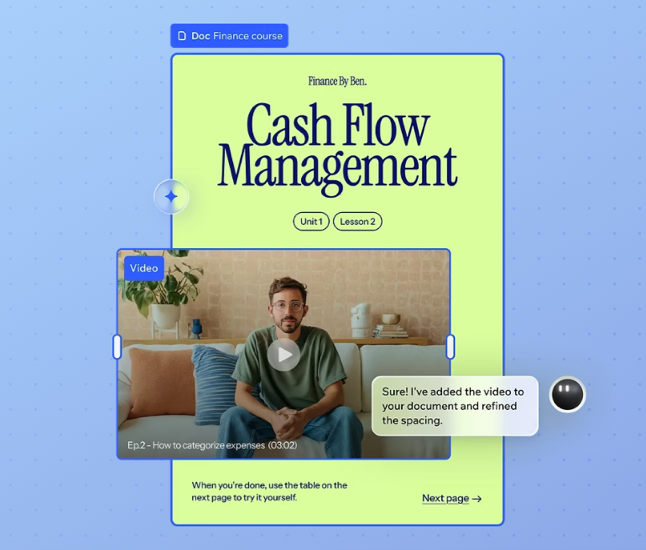 A marketing screenshot of a document in Wixel.