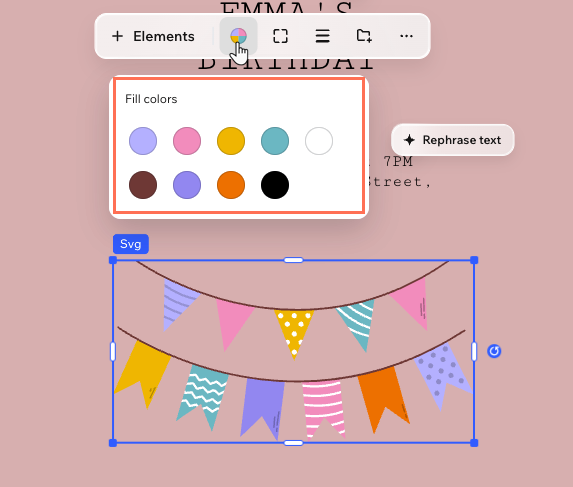 A screenshot of the vector art fill colors.