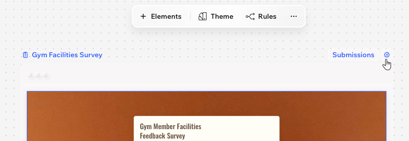 A screenshot of the Settings icon for a form in Wixel.