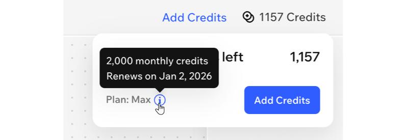 A screenshot showing the renewal date for AI credits.