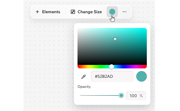 A screenshot of the color picker in Wixel.