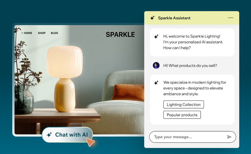 A marketing screenshot of a Wix Smart Chat conversation.
