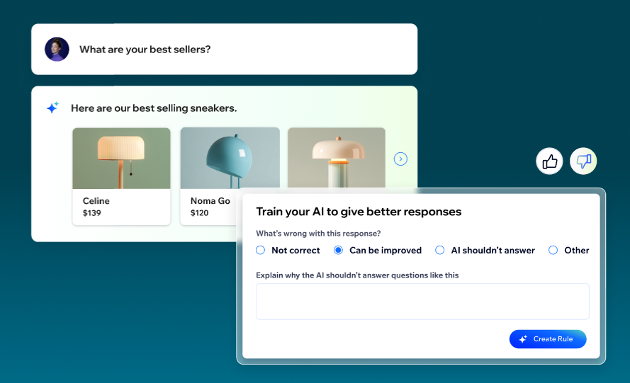 A marketing screenshot of testing and training the AI.