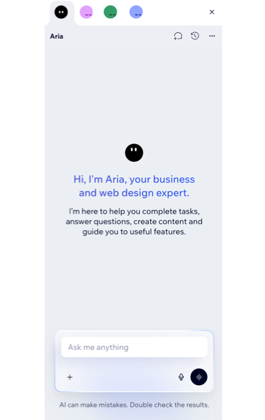 A screenshot of the chat with AI Agents in the Wix dashboard.