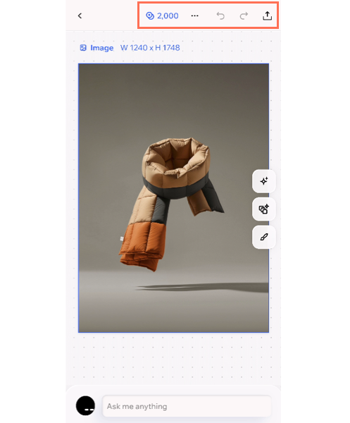 A screenshot of the top navigation bar in the Wixel app workspace.