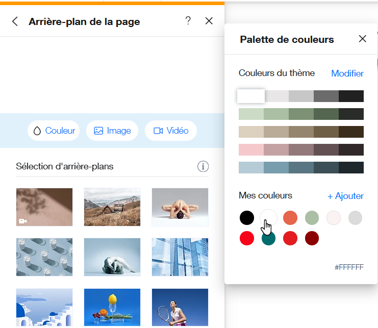Éditeur Wix Modifier la couleur d'arrièreplan de votre page Centre