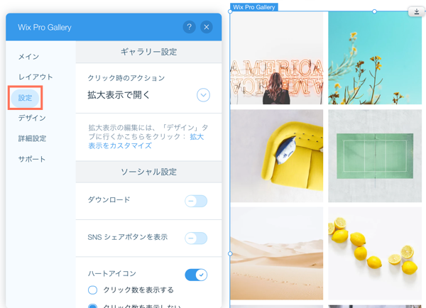 Wix プロギャラリー ギャラリー設定をカスタマイズする サポートセンター Wix Com