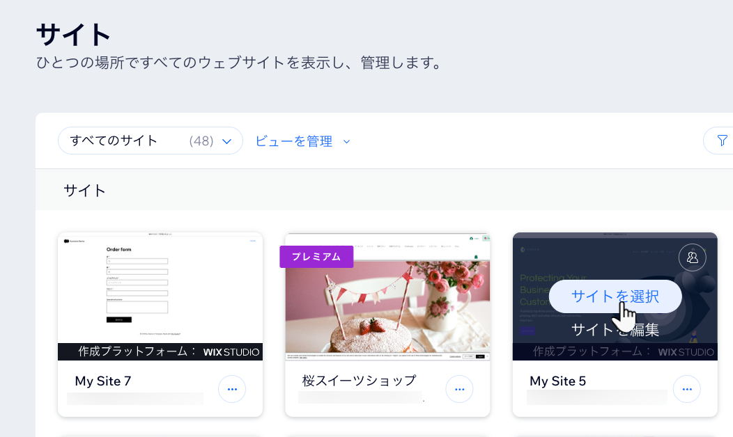 クライアントがサイトのダッシュボードにアクセスするためにクリックするボタンのスクリーンショット