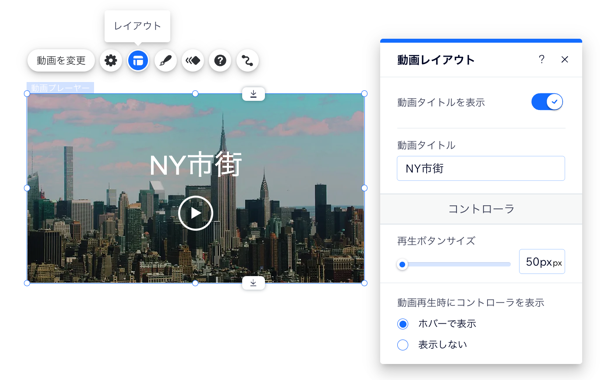 レイアウトオプションはシングル動画プレーヤーで開きます。