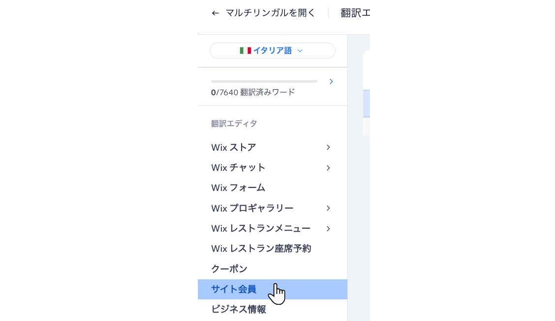 翻訳エディタで、カスタムのサイト会員プロフィール項目を翻訳しているスクリーンショット