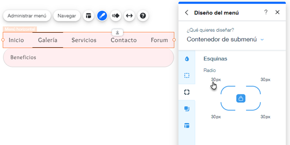 Editor de Wix: cambiar el estilo del menú del sitio, Centro de Ayuda