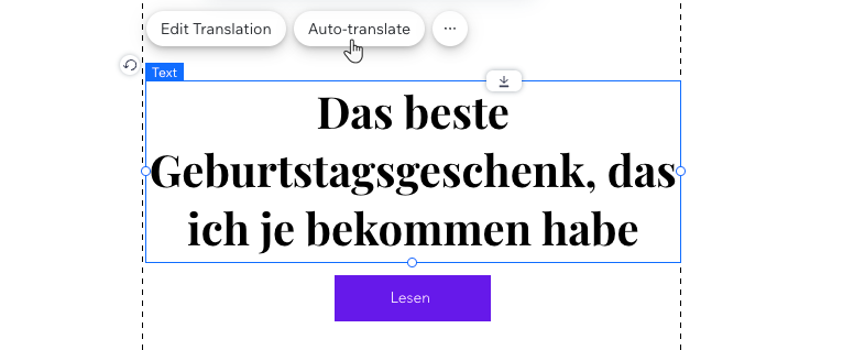 een screenshot van de Wix Multilingual-vertaalmodus in de Editor