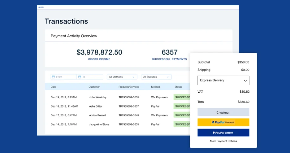 A screenshot of Wix Payments