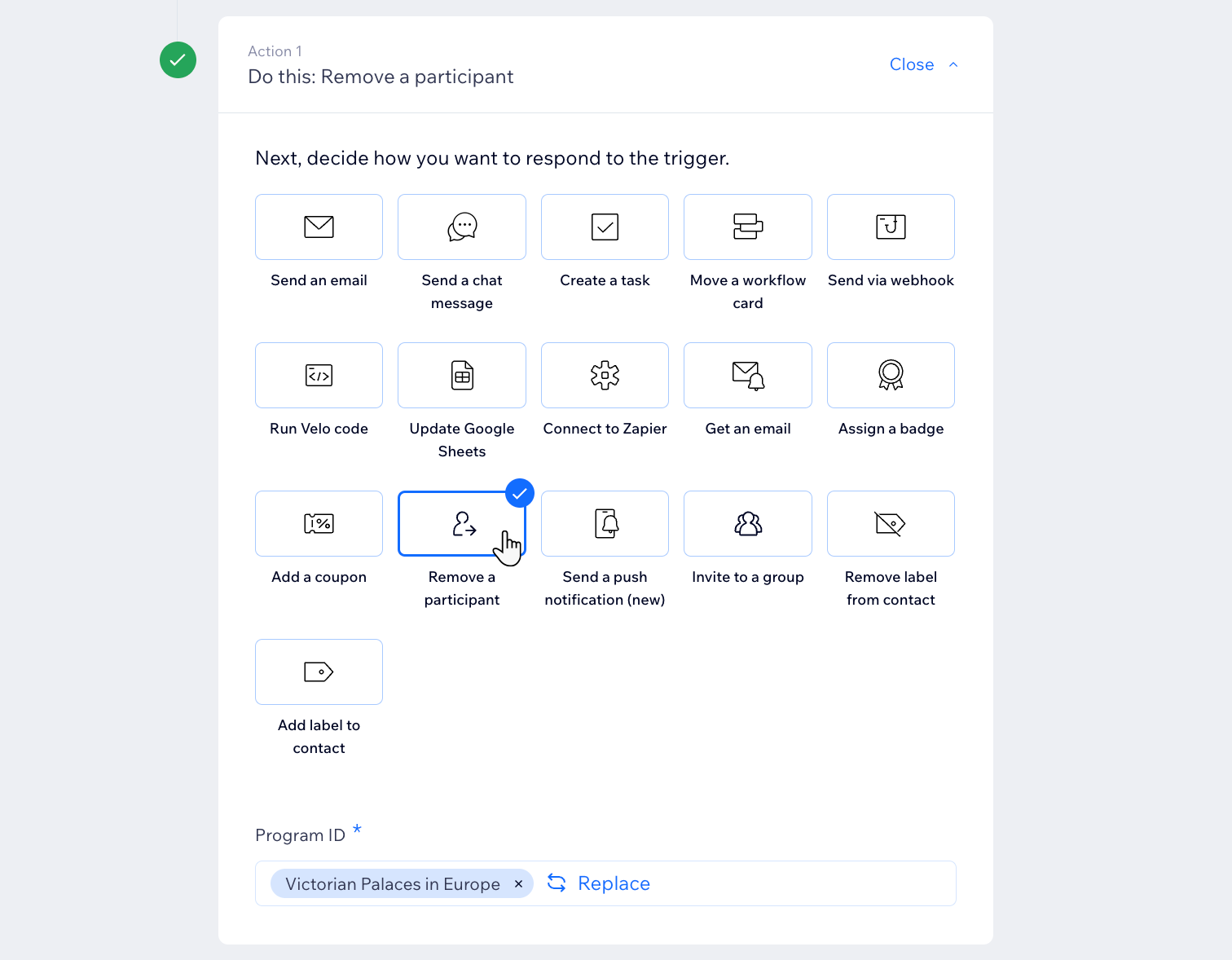 A screenshot of the Online Programs app in the automation flow