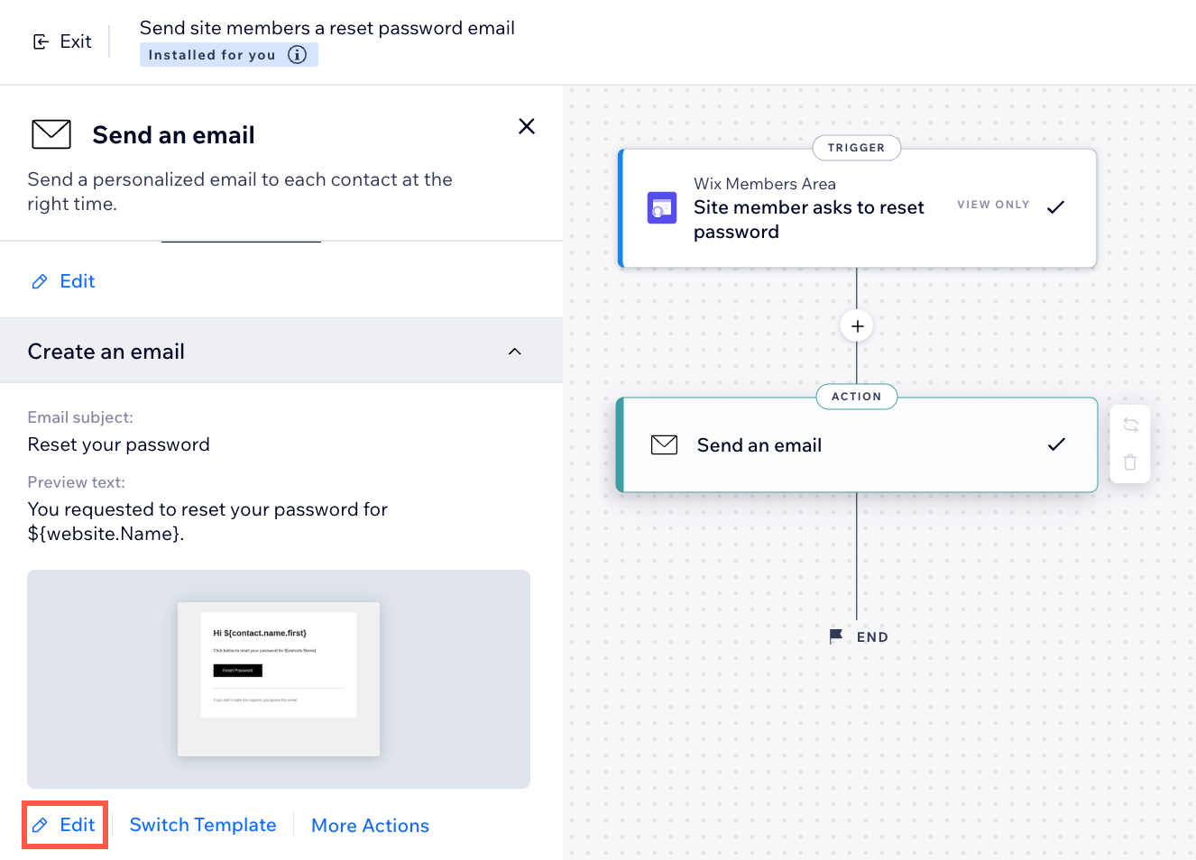 A screenshot of the Automations builder in your site's dashboard