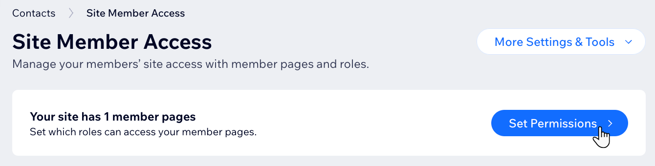 A screenshot of role permissions in the Wix site dashboard